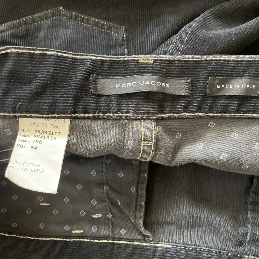 VTG Marc Jacobs Made in Italy Black Corduroy Pants Gibo SpA Men's US 38 RARE Y2K